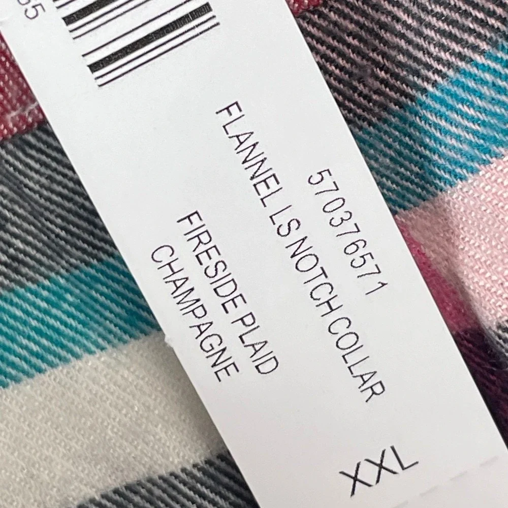 Soma‎ Flannel Pajama Set Womens XXL Red Pink Plaid NWT Metallic Fireside PJ